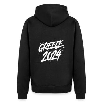 Greece 2024 Holiday Team - Unisex Premium Organic Zip Hoodie - black - Back - Nico (187cm)