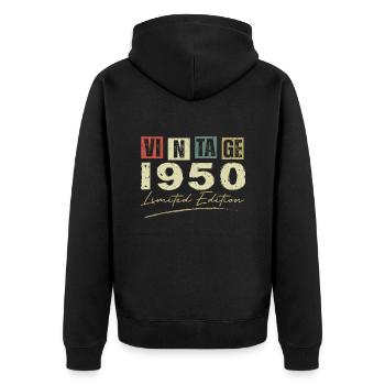 Vintage, 1950er Jahre, Original 1950er Jahre, Geburtstagsgeschenk - Unisex Premium Bio Zip Hoodie - Schwarz - Hinten - Nico (187cm)