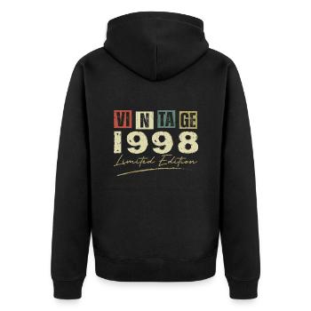 Vintage 1998 Original 1998 Anniversary Gift - Unisex Premium Organic Zip Hoodie - black - Back - Nico (187cm)