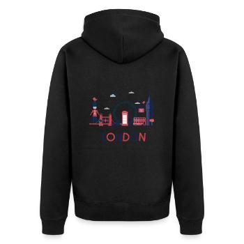 London City Big Ben Design - Unisex Premium Organic Zip Hoodie - black - Back - Nico (187cm)