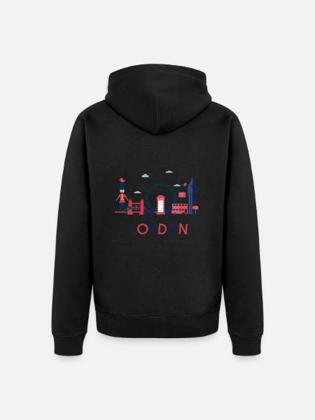London City Big Ben Design - Unisex Premium Organic Zip Hoodie - black