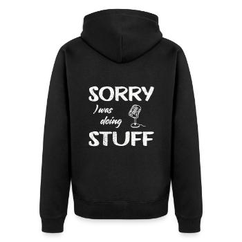 Sorry, I was doing microphone stuff Vintage - Unisex Premium Bio Zip Hoodie - Schwarz - Hinten - Nico (187cm)