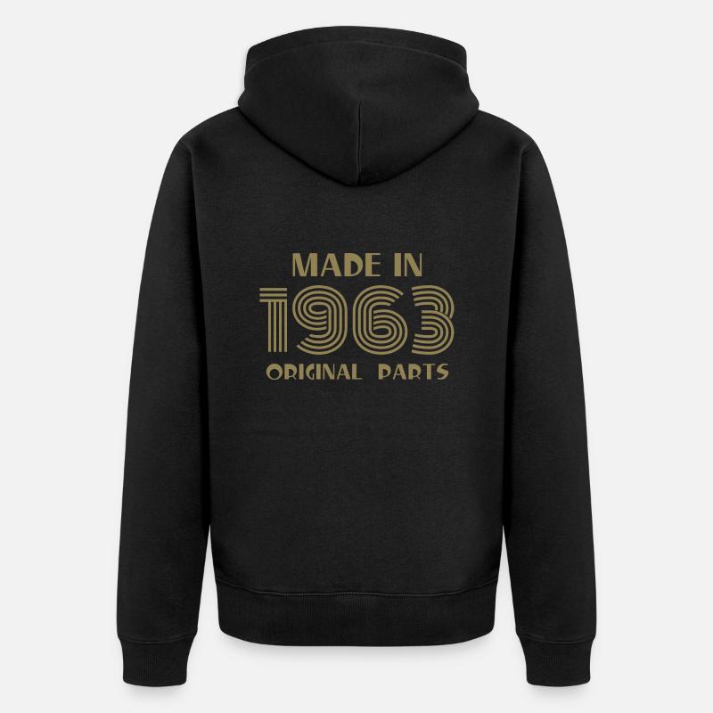 Fait 1963 Anniversaire Rétro - Veste à capuche bio Premium Unisexe - noir