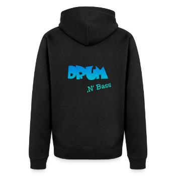 Drum n Bass - Unisex Premium Bio Zip Hoodie - Schwarz - Hinten - Nico (187cm)