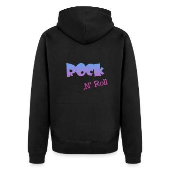 Rock n Roll - Unisex Premium Bio Zip Hoodie - Schwarz - Hinten - Nico (187cm)