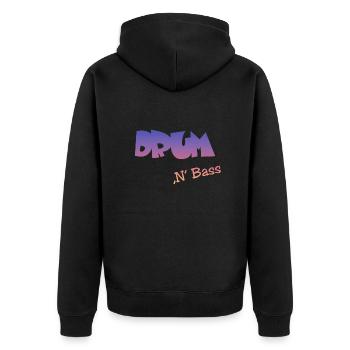 Drum n Bass DNB - Unisex Premium Bio Zip Hoodie - Schwarz - Hinten - Nico (187cm)
