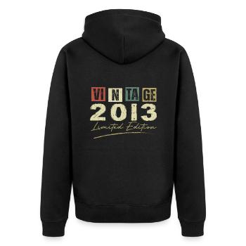 Jahrgang 2013 Original Geburtstagsgeschenk 2013 - Unisex Premium Bio Zip Hoodie - Schwarz - Hinten - Nico (187cm)