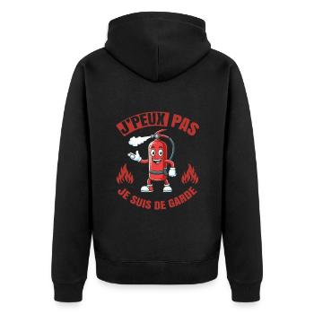 Ich kann nicht Ich bin Feuerwehrmann Wache Geschenk Humor - Unisex Premium Bio Zip Hoodie - Schwarz - Hinten - Nico (187cm)