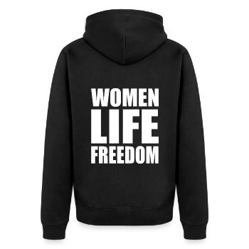 Women life freedom - Unisex Premium Bio Zip Hoodie - Schwarz - Hinten - Nico (187cm)
