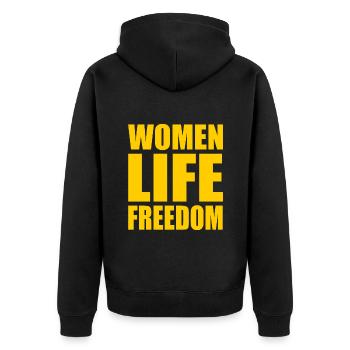 Women life freedom - Unisex Premium Bio Zip Hoodie - Schwarz - Hinten - Nico (187cm)