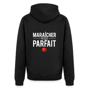 Maraîcher presque parfait papa maraîcher humour - Veste à capuche bio Premium Unisexe - noir - Dos - Nico (187cm)