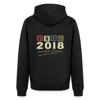 Vintage 2018 Original Birthday Gift 2018 - Unisex Premium Organic Zip Hoodie - black - Back - Nico (187cm)