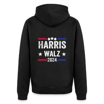 Waltz 2024 Election Kamala Tim Waltz - Unisex Premium Organic Zip Hoodie - black - Back - Nico (187cm)