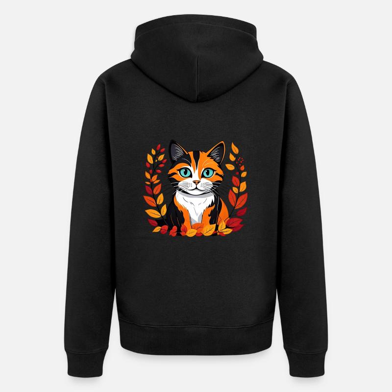 Chat d’automne - Veste à capuche bio Premium Unisexe - noir