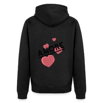 Amore with heart - Unisex Premium Organic Zip Hoodie - black - Back - Nico (187cm)