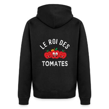 jardinier jardin cadeau homme roi des tomates - Veste à capuche bio Premium Unisexe - noir - Dos - Nico (187cm)