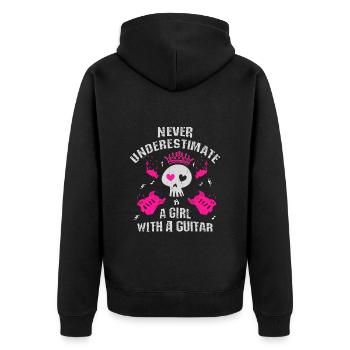 Never underestimate a girl with a guitar - Unisex Premium Organic Zip Hoodie - black - Back - Nico (187cm)