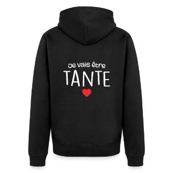 Je vais être tante - future tante - Veste à capuche bio Premium Unisexe - noir - Dos - Nico (187cm)