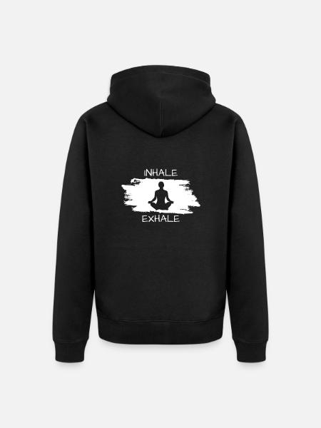 Yoga Namaste Inhale Exhale - Unisex Premium Bio Zip Hoodie - Schwarz