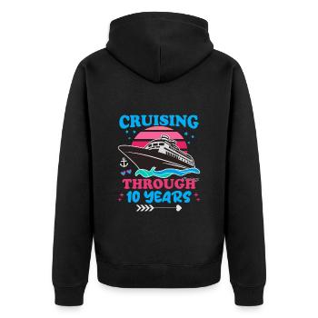 Cruising Through 10 Years Wedding Anniversary - Unisex Premium Organic Zip Hoodie - black - Back - Nico (187cm)