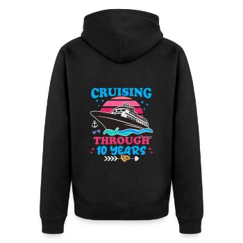Cruising Through 10 Years Wedding Anniversary - Unisex Premium Organic Zip Hoodie - black - Back - Nico (187cm)
