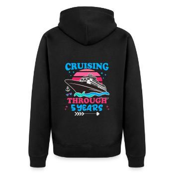 Cruising Through 5 Years Wedding Anniversary - Unisex Premium Organic Zip Hoodie - black - Back - Nico (187cm)