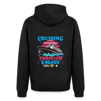 Cruising Through 5 Years Wedding Anniversary - Unisex Premium Organic Zip Hoodie - black - Back - Nico (187cm)