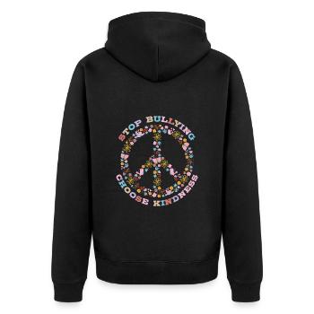 Stop Bullying, Choose Kindness, Peace Sign - Unisex Premium Organic Zip Hoodie - black - Back - Nico (187cm)