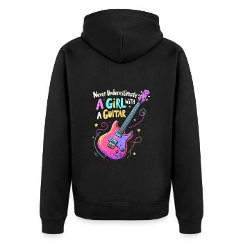Fille avec la puissance de la guitare - Veste à capuche bio Premium Unisexe - noir - Dos - Nico (187cm)