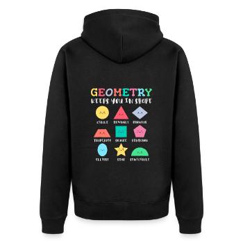 Geometrische Formen mit positiven Sprüchen - Unisex Premium Bio Zip Hoodie - Schwarz - Hinten - Nico (187cm)