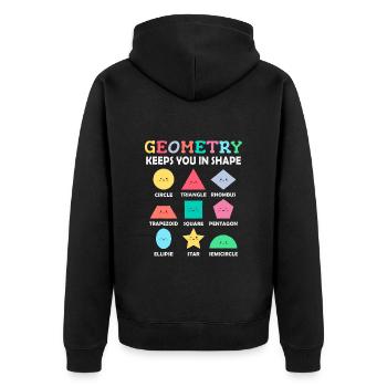 Geometrische Formen mit positiven Sprüchen - Unisex Premium Bio Zip Hoodie - Schwarz - Hinten - Nico (187cm)