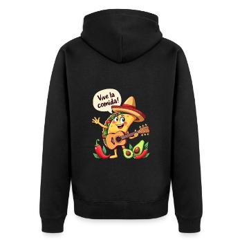 Taco Fiesta avec guitare et flair hispanique - Veste à capuche bio Premium Unisexe - noir - Dos - Nico (187cm)