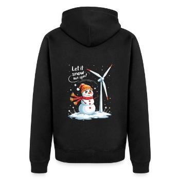 Stopp Windräder - Lasst es schneien, nicht drehen - Unisex Premium Bio Zip Hoodie - Schwarz - Hinten - Nico (187cm)