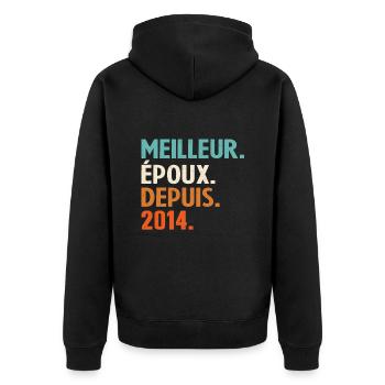 Meilleur Époux Depuis 2014 | 10 anniversaire - Veste à capuche bio Premium Unisexe - noir - Dos - Nico (187cm)