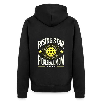 Pickleball Mama eines aufstrebenden Stars - Unisex Premium Bio Zip Hoodie - Schwarz - Hinten - Nico (187cm)