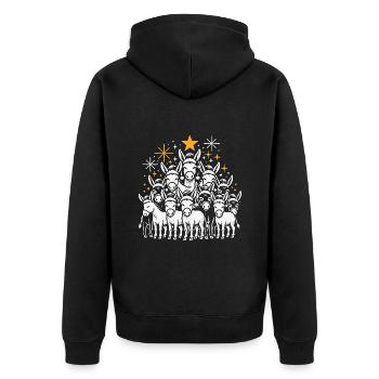 Esel Weihnachten - Unisex Premium Bio Zip Hoodie - Schwarz - Hinten - Nico (187cm)