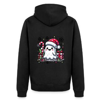 Weihnachten Geist Zuckerstange - Unisex Premium Bio Zip Hoodie - Schwarz - Hinten - Nico (187cm)