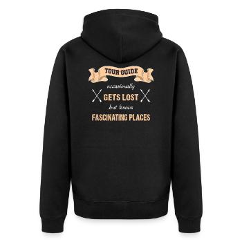 lustiges Shirt Tour Guide - Reiseleiter - reisen - Unisex Premium Bio Zip Hoodie - Schwarz - Hinten - Nico (187cm)