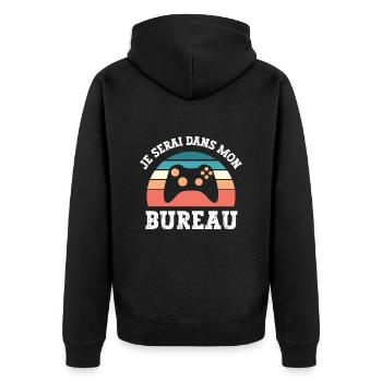 je serai dans mon bureau - Veste à capuche bio Premium Unisexe - noir - Dos - Nico (187cm)