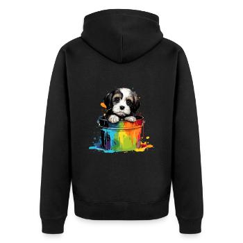 Dalmatiner Niedlicher Hund Farbeimer - Unisex Premium Bio Zip Hoodie - Schwarz - Hinten - Nico (187cm)