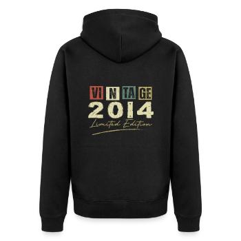 Vintage 2014 Original 2014 Anniversary Gift - Unisex Premium Organic Zip Hoodie - black - Back - Nico (187cm)