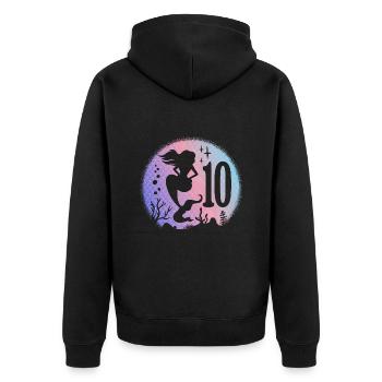 Geburtstag Mädchen 10 Jahre alt Meerjungfrau Nixe - Unisex Premium Bio Zip Hoodie - Schwarz - Hinten - Nico (187cm)