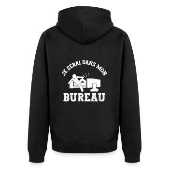 je serai dans mon bureau - Veste à capuche bio Premium Unisexe - noir - Dos - Nico (187cm)
