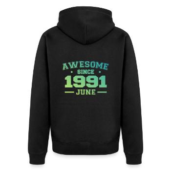 June 1991 Birthday Year 1991 June Gift 1991 - Unisex Premium Organic Zip Hoodie - black - Back - Nico (187cm)