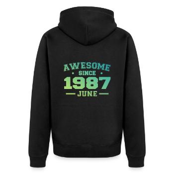 Juin 1987 Anniversaire Année 1987 Juin Cadeau 1987 - Veste à capuche bio Premium Unisexe - noir - Dos - Nico (187cm)