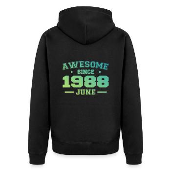 Juin 1988 Anniversaire Année 1988 Juin Cadeau 1988 - Veste à capuche bio Premium Unisexe - noir - Dos - Nico (187cm)