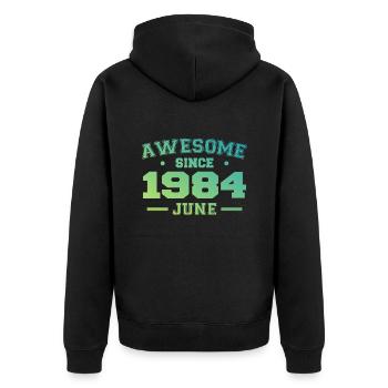 Juin 1984 Anniversaire Année 1984 Juin Cadeau 1984 - Veste à capuche bio Premium Unisexe - noir - Dos - Nico (187cm)
