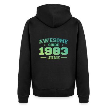 June 1983 Birthday Year 1983 June Gift 1983 - Unisex Premium Organic Zip Hoodie - black - Back - Nico (187cm)
