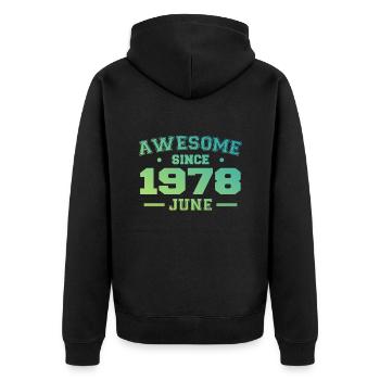 Juin 1978 Anniversaire Année 1978 Juin Cadeau 1978 - Veste à capuche bio Premium Unisexe - noir - Dos - Nico (187cm)
