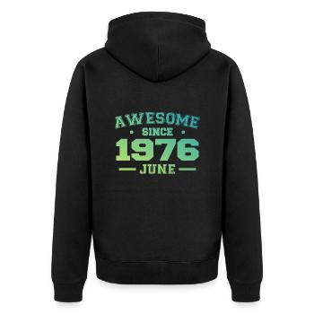 Juin 1976 Anniversaire Année 1976 Juin Cadeau 1976 - Veste à capuche bio Premium Unisexe - noir - Dos - Nico (187cm)